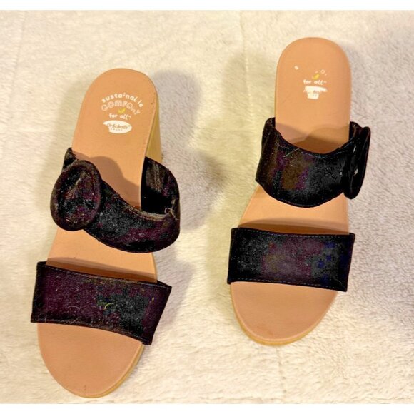 Dr. Scholl's Shoes - Dr Scholls Platform Strappy Sandals Black Tab Buckle Womens Size 8 Chunky Heels